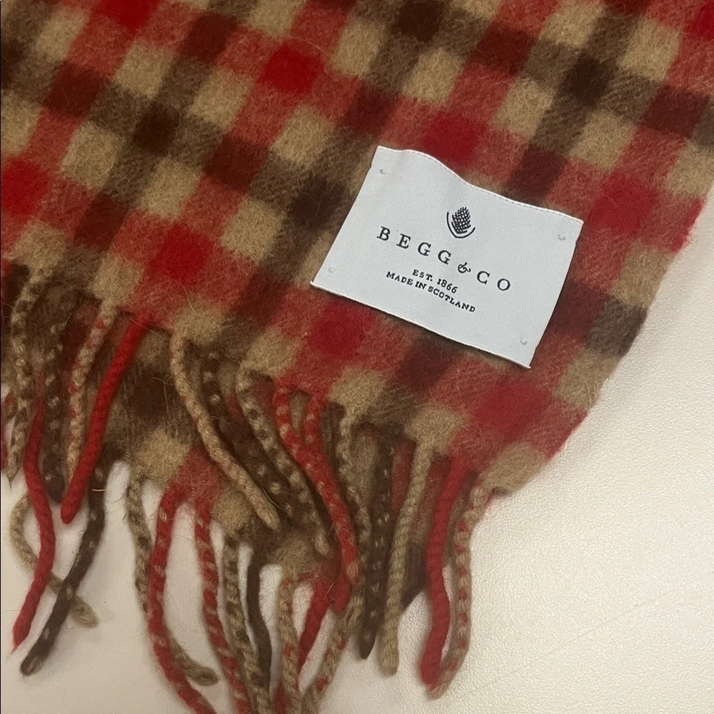 BEGG & Co. Plaid Red and Brown Men's Scarf